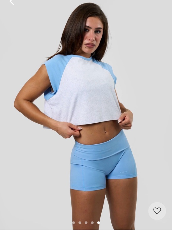 YoungLA Tops - YoungLA Light Blue & White Cropped Muscle Tee